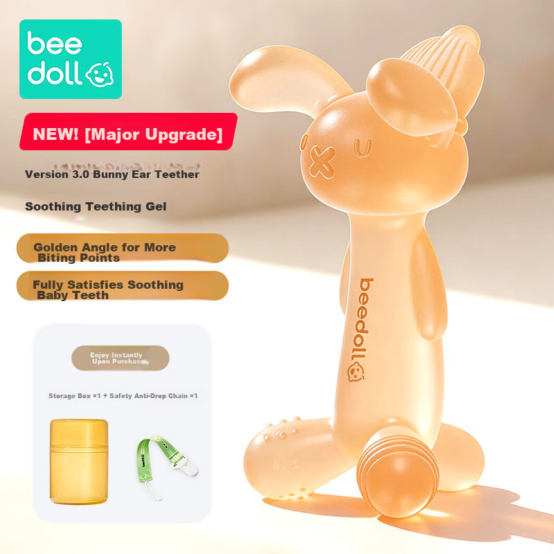 Beedoll 3.0 Baby Teething Stick Rabbit Teether Silver for 4+ Months Teething Toy