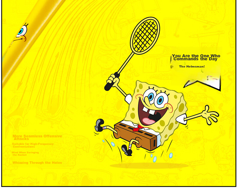 KAWASAKI SpongeBob Limited Edition Full Carbon 4U Badminton Racket Training Durable Feather Yellow 6