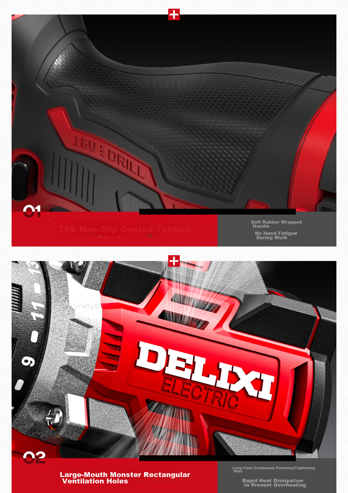 Delixi Electric Multifunctional 16.8V Brushless Lithium Battery Cordless Handheld Drill with Quick-Change Chuck and Toolbox 26