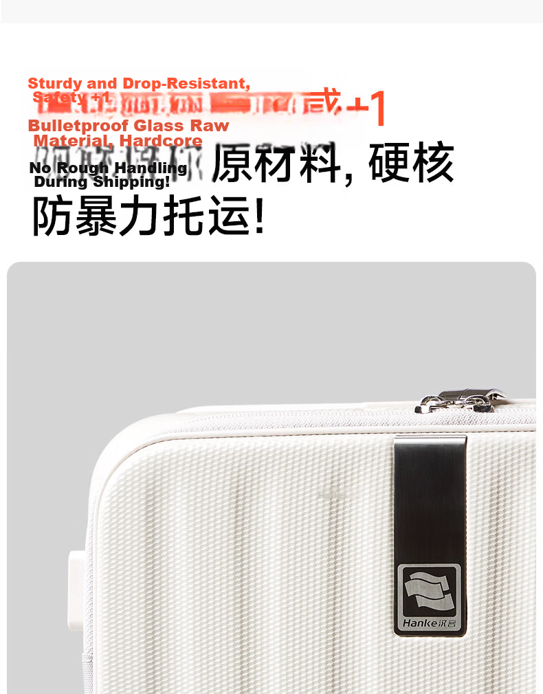 Hanke Expandable Luggage Women Trolley Large Capacity Men Carry-On Suitcase 20 Inch Ivory White Side Opening 34