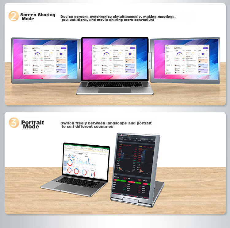 Aigo 14-inch Dual Screen Portable Monitor Expansion Display Type-C All-in-One for PC, Mobile, Laptop Secondary Screen 7