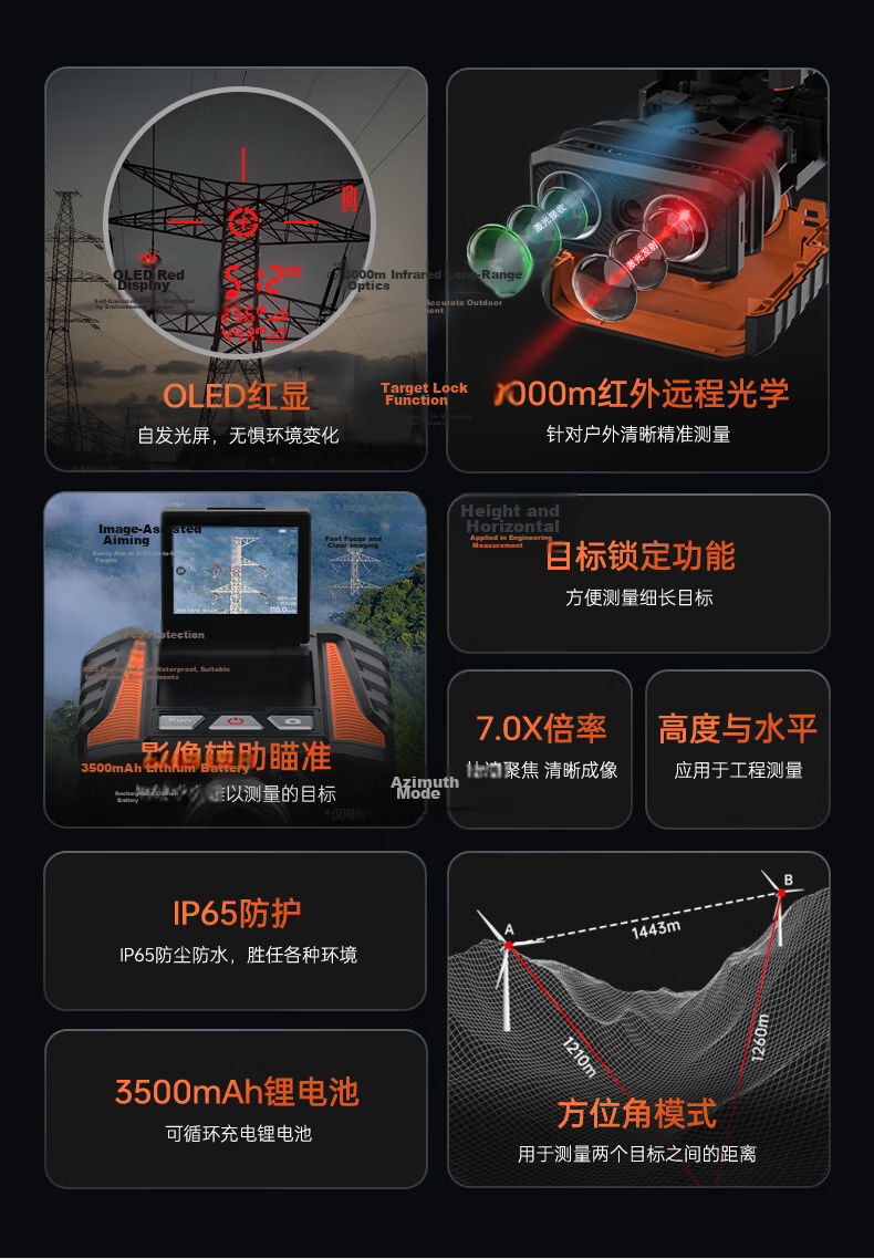 Shendawei Laser Rangefinder Telescope High-Precision Outdoor 3000m Infrared Azimuth Measurement SW-3000A 4