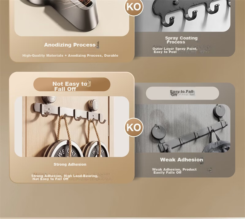 Submarine Suction Cup No-Drill Space Aluminum Hook Strong Waterproof Bathroom Adhesive Hook Clothes Hanger Over Door Coat Rack 5