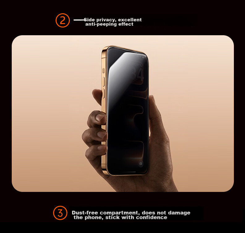 DIVI AR Anti-Glare Privacy Tempered Glass Screen Protector for iPhone 16 Pro Max, Easy Application, Anti-Scratch and Anti-Peeping 3