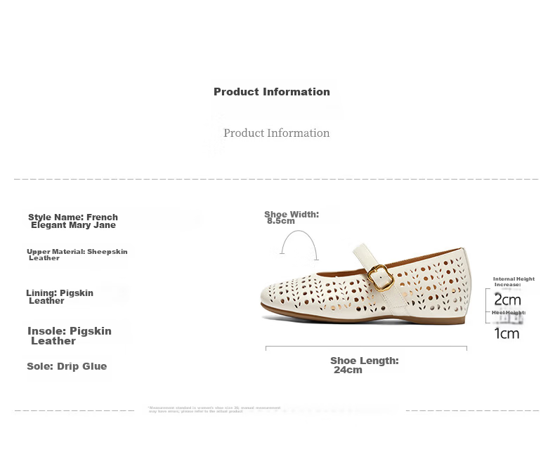 Senda Mary Jane Shoes Women 2026 Summer New Mall Style Hollow Breathable Height Increasing Flats XYH02BQ6 Off-White 39 2
