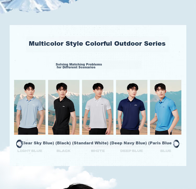 LI-NING Men's Short Sleeve Polo Shirt Breathable Moisture-Wicking Sports Casual Fashion Tee 5