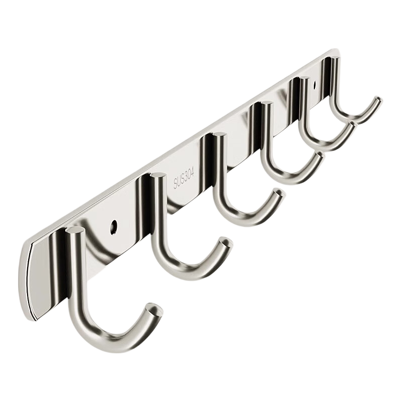 Baizi 304 Stainless Steel Hook Bathroom Toilet Clothes Hanger No Drilling Strong Adhesive Hook Storage Rack