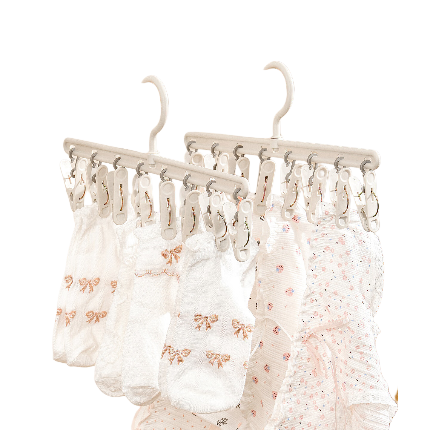 JEKO&JEKO Clothes Hangers, Sock Drying Clips, 8 Clips, PP Material, Windproof, Thickened, Strong Clamping Force, Straight Row for Space-Saving