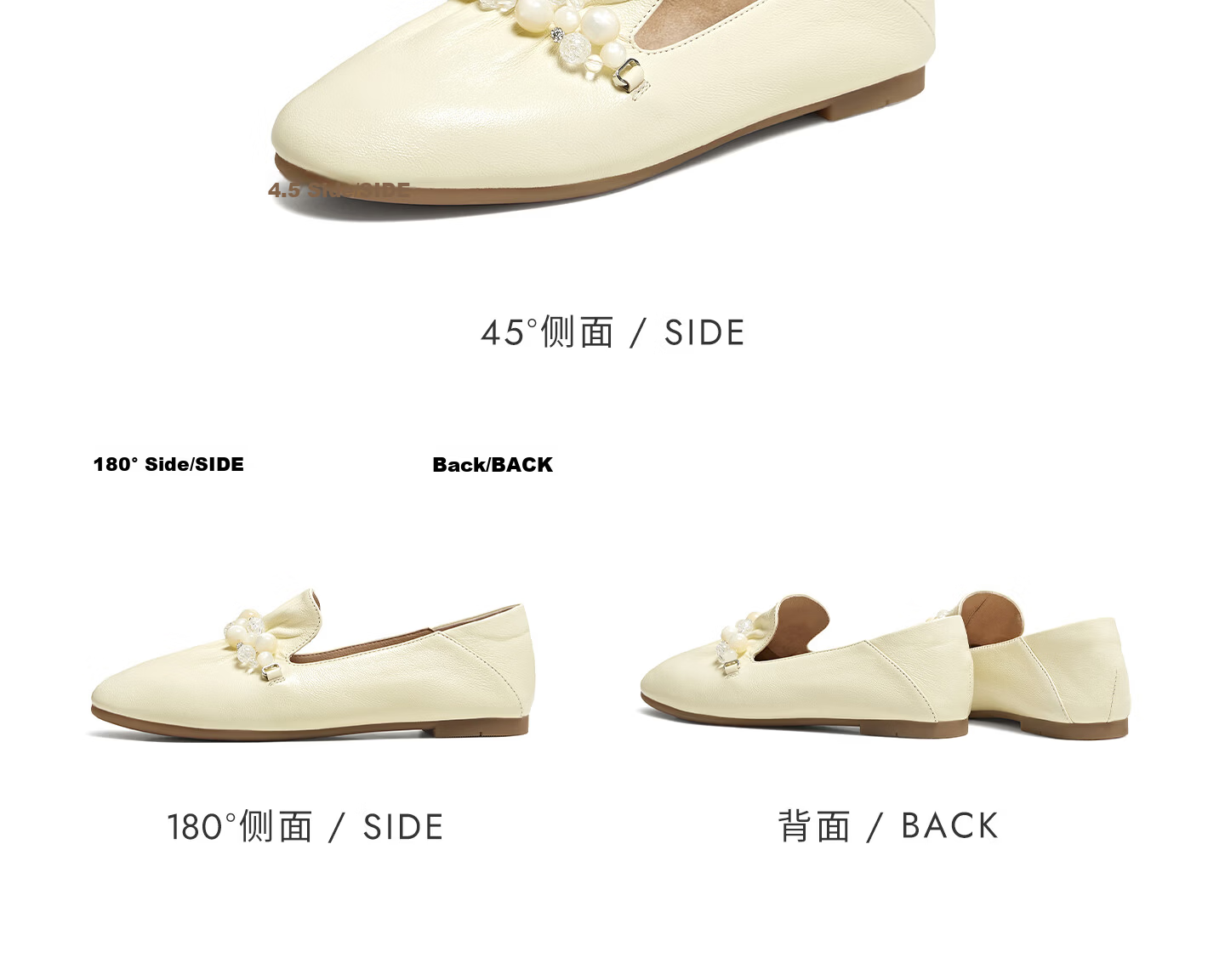 TATA Naifu Flat Loafers Women Soft Sole Genuine Leather Small Shoes Single Shoes 6 New YZU03AA6 Off-White 36 32