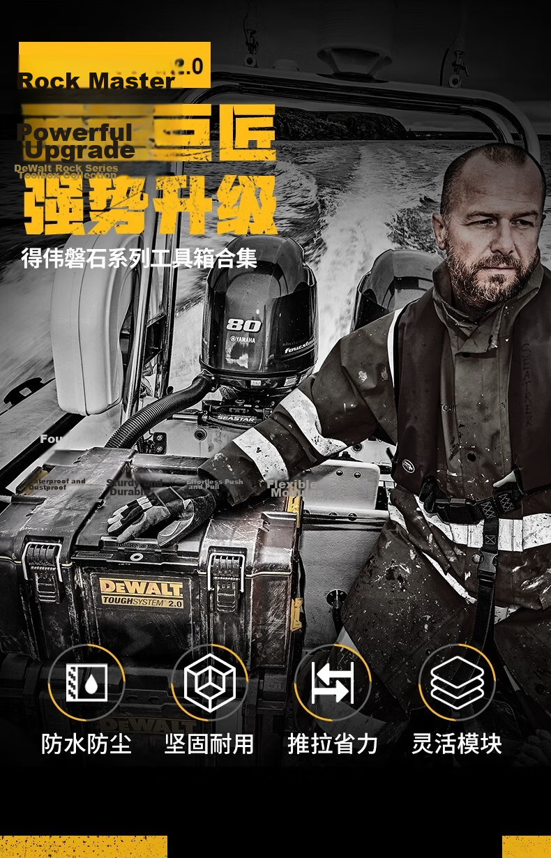 DEWALT Waterproof Dustproof Toolbox Storage Box ToughSystem Hand Cart Tool Box Load Capacity 113KG DS450 1