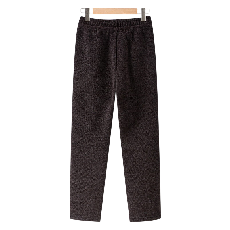 QIUFULUO Women's Winter Fleece-Lined Thick Warm Casual Pants Middle-Aged and Elderly Fashion Straight-Leg High-Quality Trousers for Ages 50-60