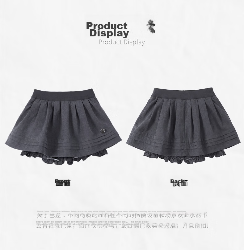 BARRY BANNY Girls' Academy Style Skort 2026 Summer Children's Versatile Casual Anti-Exposure Skirt Carbon Gray 140 11
