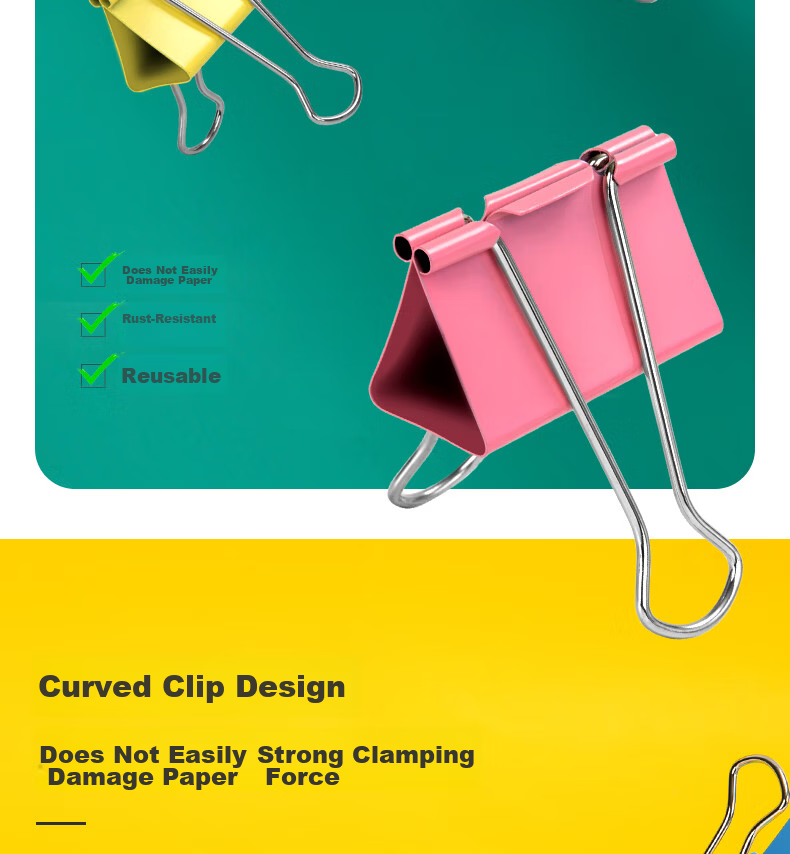 Deli 12pcs 50mm Colored Large Metal Binder Clips #1 Document Paper Clips Office Supplies TP201 8