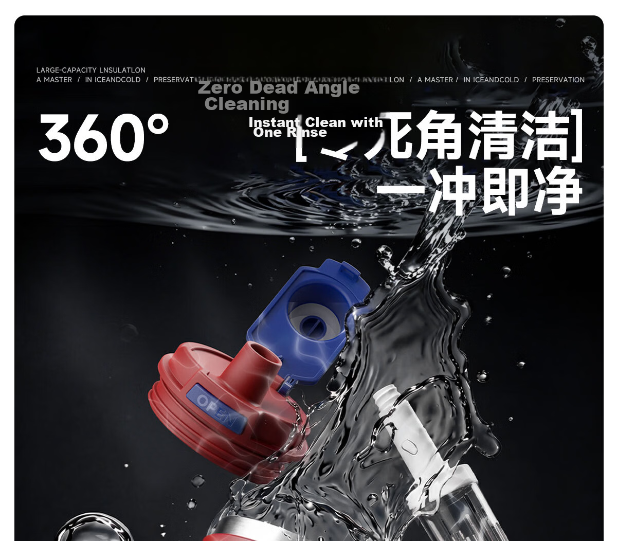 NRMEi Ice King Thermal Insulated Large Capacity Water Bottle Men's Giant Ceramic Liner Car Straw Cup 25