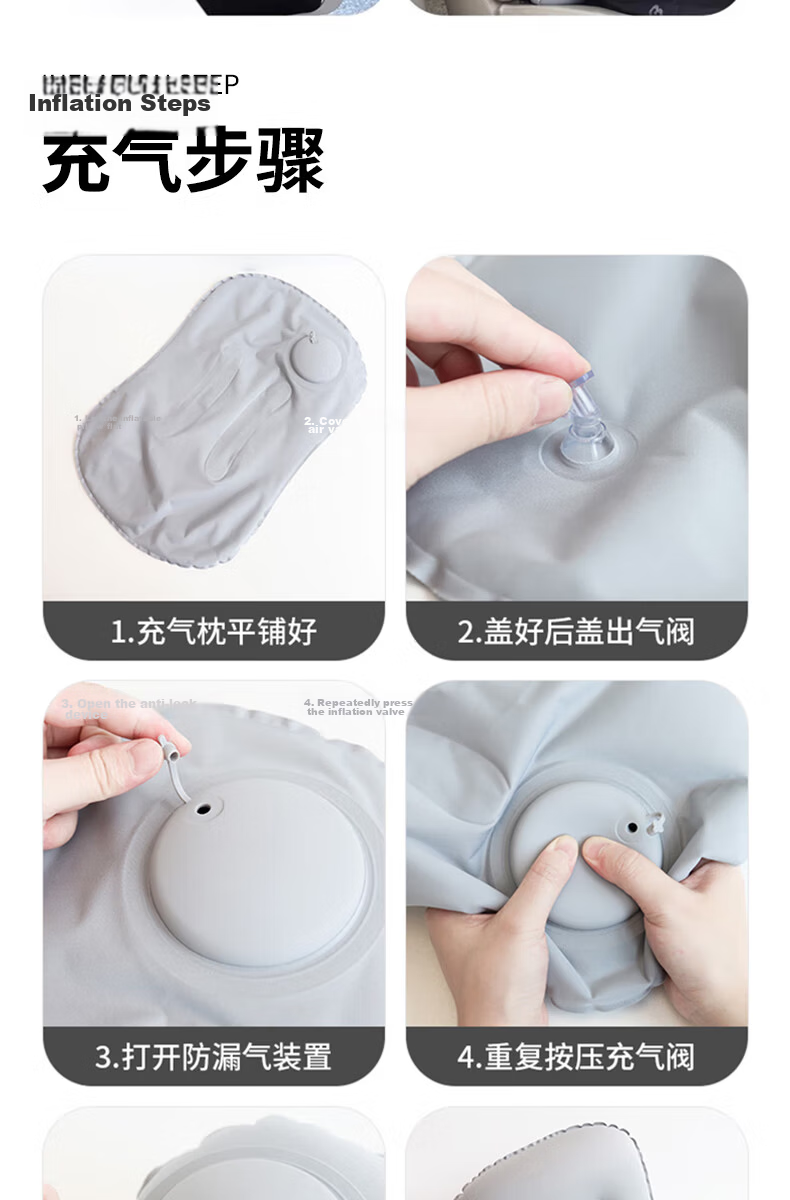 Howtreats Inflatable Lumbar Support Cushion U-Shaped Pillow Portable Travel Waist Pillow Airplane Backrest Press Neck Pillow 11
