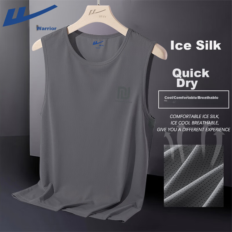 Warrior Quick-Dry Men's Sleeveless Vest Summer American Retro Print Ice Silk Breathable Loose Sports Gym Tank Top YD 22