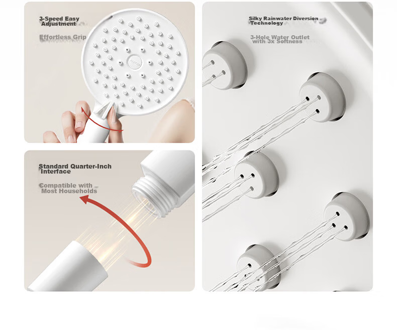 ARROW Shower Head Rainfall Bathroom Cedar Gray High Pressure Large Shower Head AE58144SPG 6