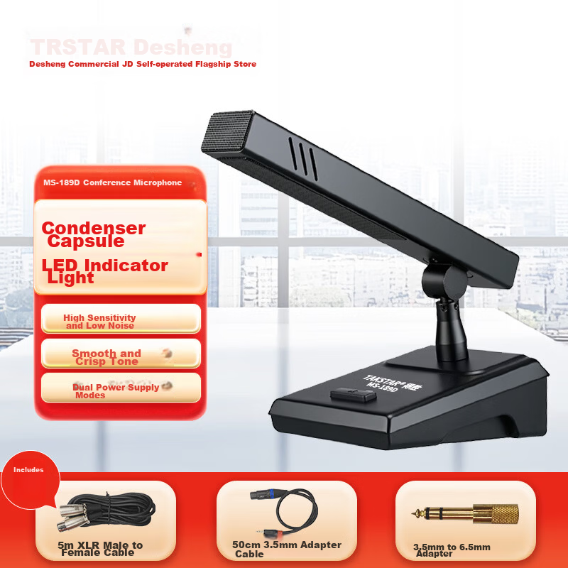 TAKSTAR MS-189D Wired Conference Microphone Desktop Capacitor Mic with One-Key Switch Clear Pickup for Meetings Speech Reports Presentations