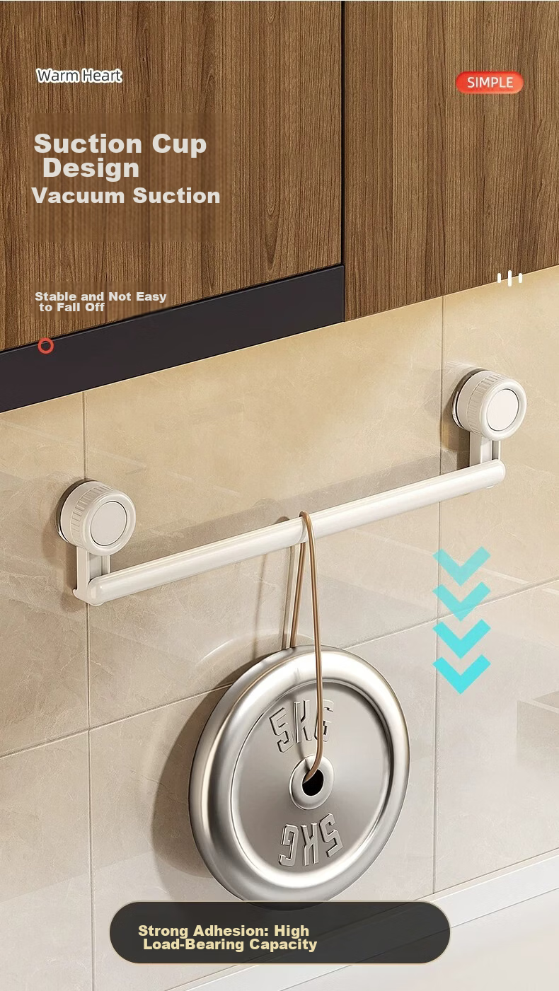 MUYA Kitchen Suction Cup Hook No Drilling Spatula Ladle Rack Wall-Mounted Sliding Rail Rod Cabinet Storage Organizer 5