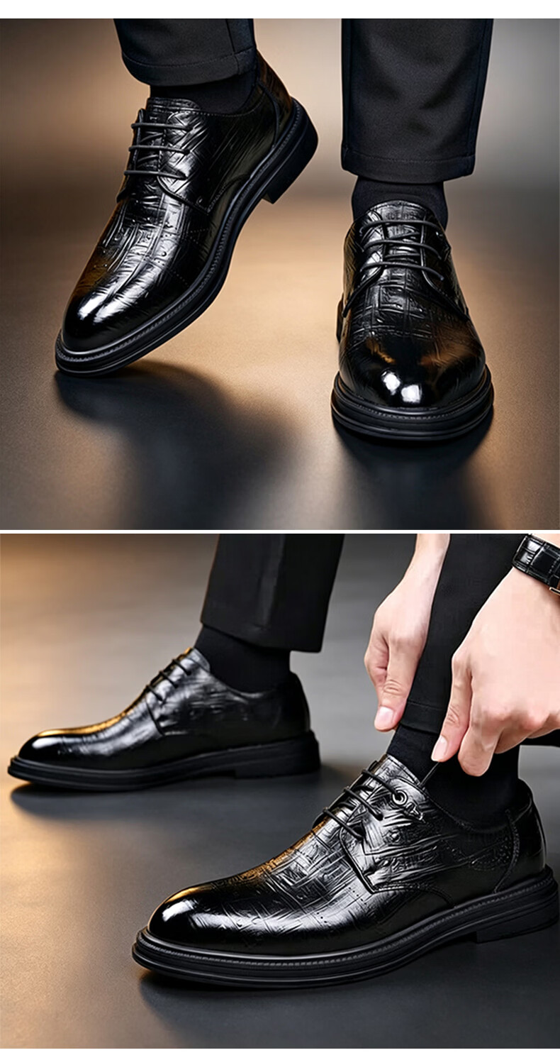 MULINSEN Men's Business Casual Leather Soft Sole Derby Shoes British Style Wedding Shoes 601 14