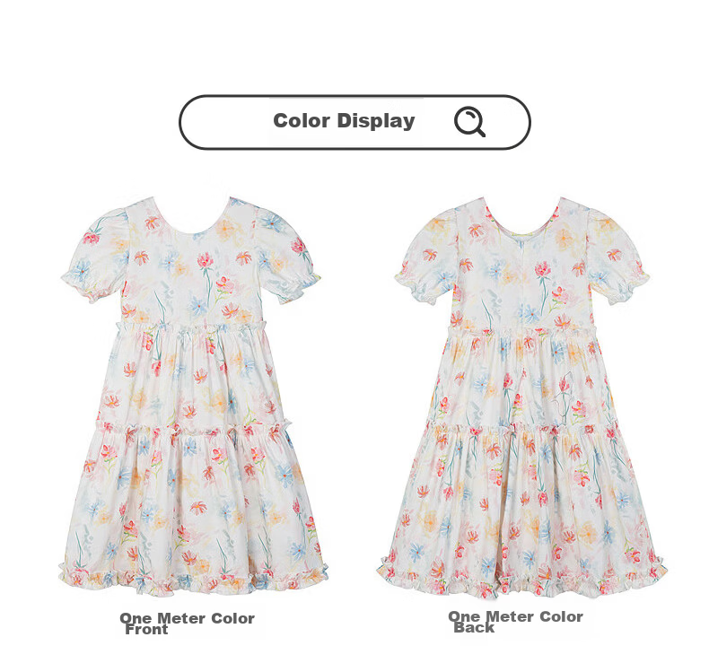 Fulomi Girls Summer Dress Beautiful Princess Dress Sweet Floral Dress Beige 140cm 8
