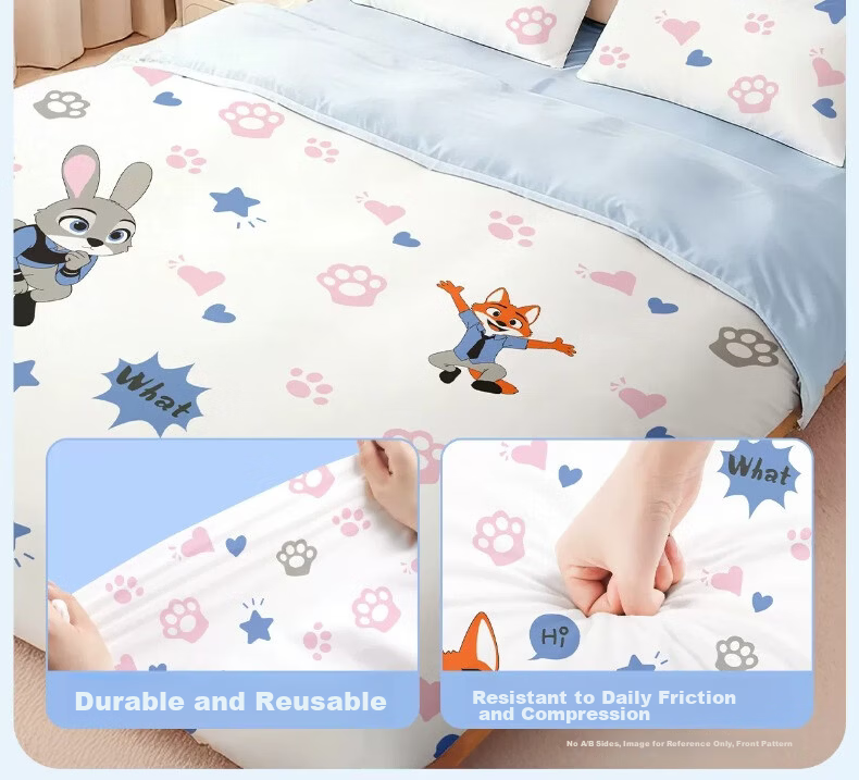 Liomirror Disposable Bedding Set 3-Piece Thickened Hotel Bed Sheet Pillowcase Portable Animal City 3-Piece Set 15