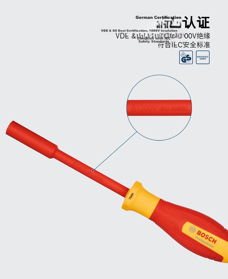 BOSCH Portable VDE Insulated Non-Slip Durable Voltage Tester Pen AC 120-250V Detection Tool 6