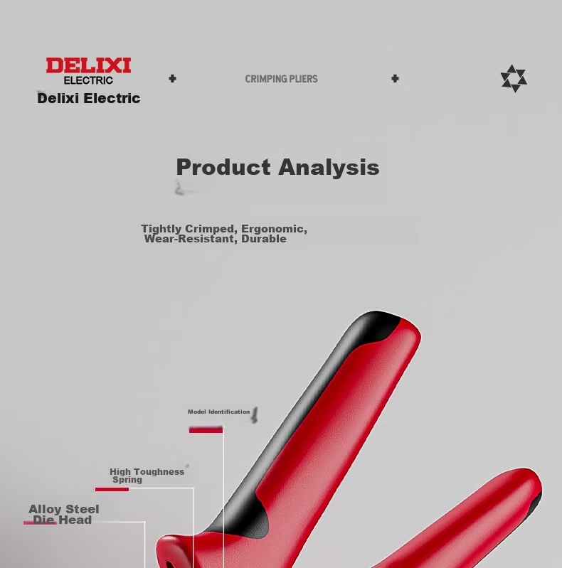 Delixi Terminal Wire Crimping Pliers Tube Pin Cold Press Crimping Pliers Wire Clamp Electrician Special Pliers 19