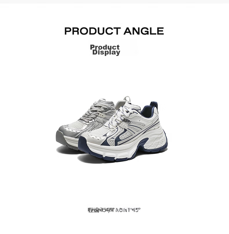 Belle Qixi Gift Yun Whale Dad Shoes Couple Style 26 New Casual Height Increasing Shoes JD018 Luminous Silver - Breathable Version Size 34 14