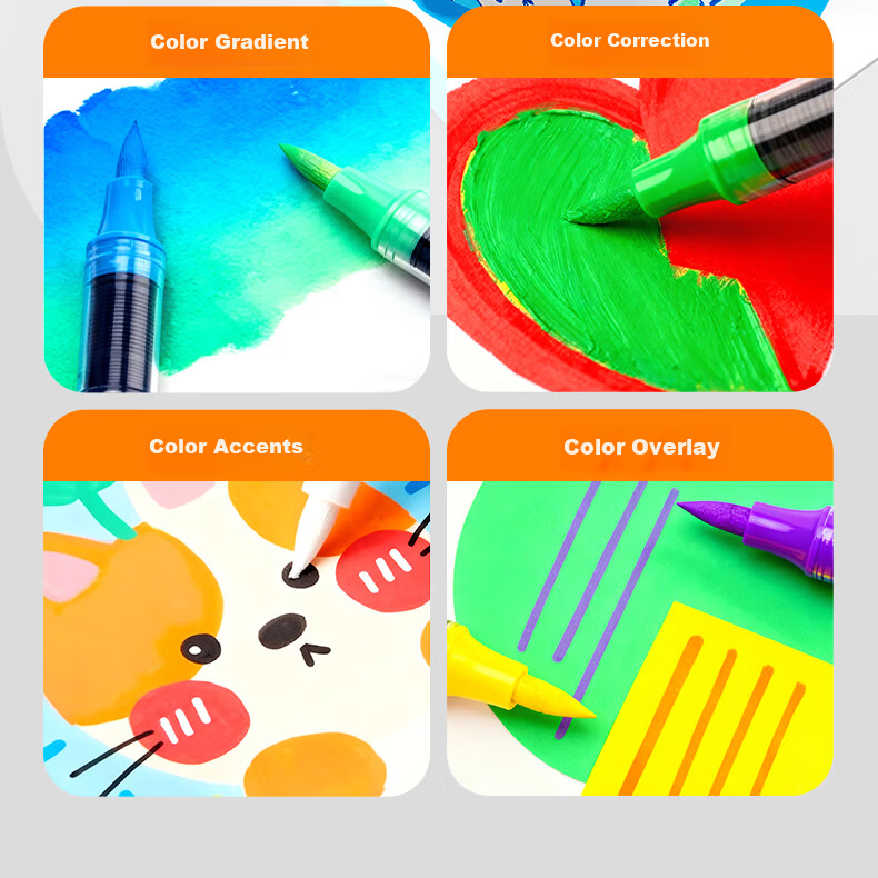 M&G Stationery 24-Color Liquid Acrylic Marker Soft Tip Washable High Coverage Opaque Student Fluorescent Watercolor Pens Layered Box Birthday Graduation Gift APMT80P9 7