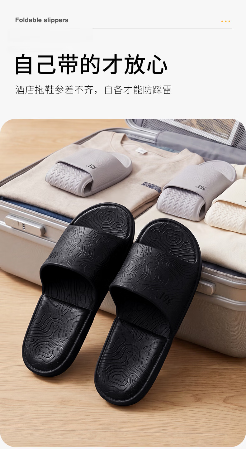 361° Couple Hotel Business Travel Portable Slippers Non-Slip Lightweight EVA Home Slippers Simple Foldable Travel Slippers 3
