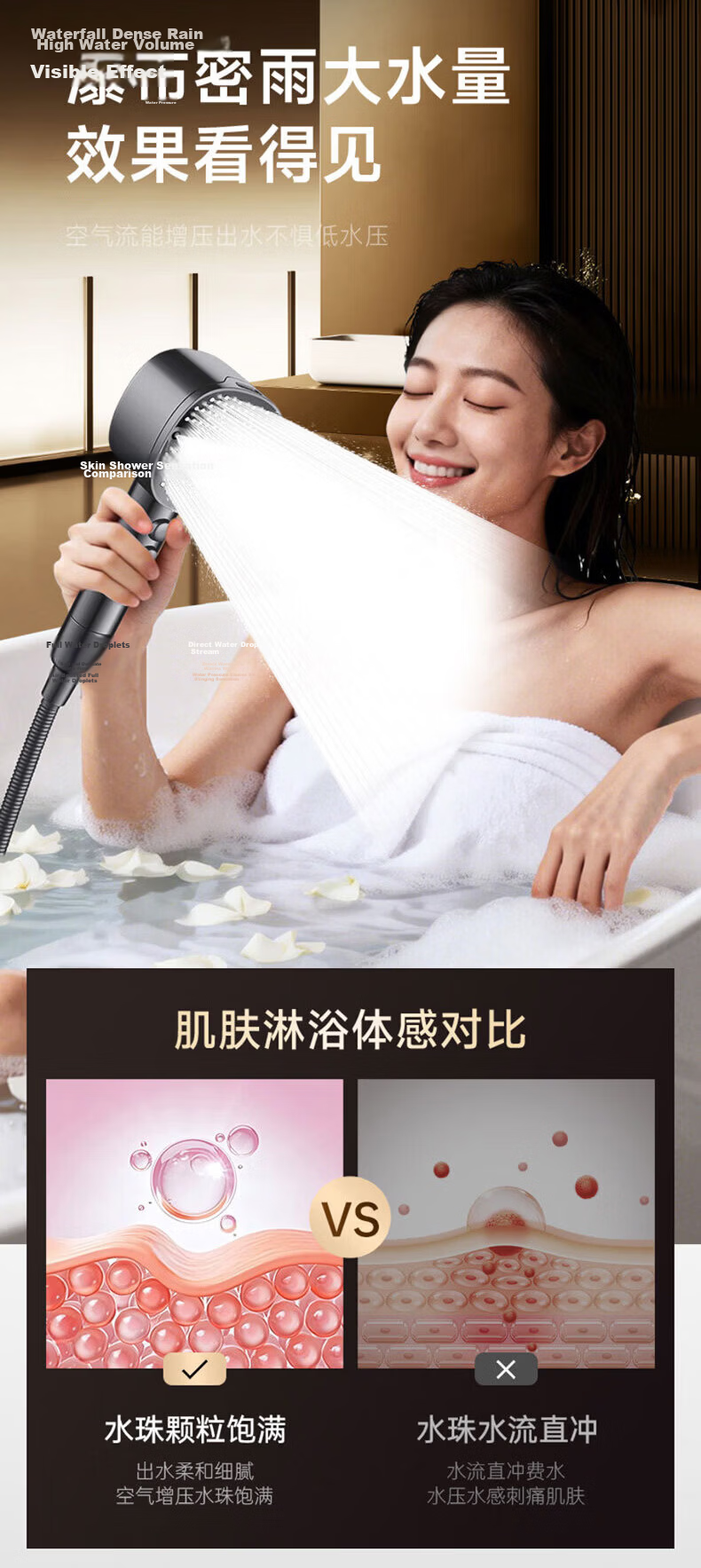 HOMK Seiko Pressurized Shower Head New Bathroom Filtered Single-Head Shower Sprayer 10