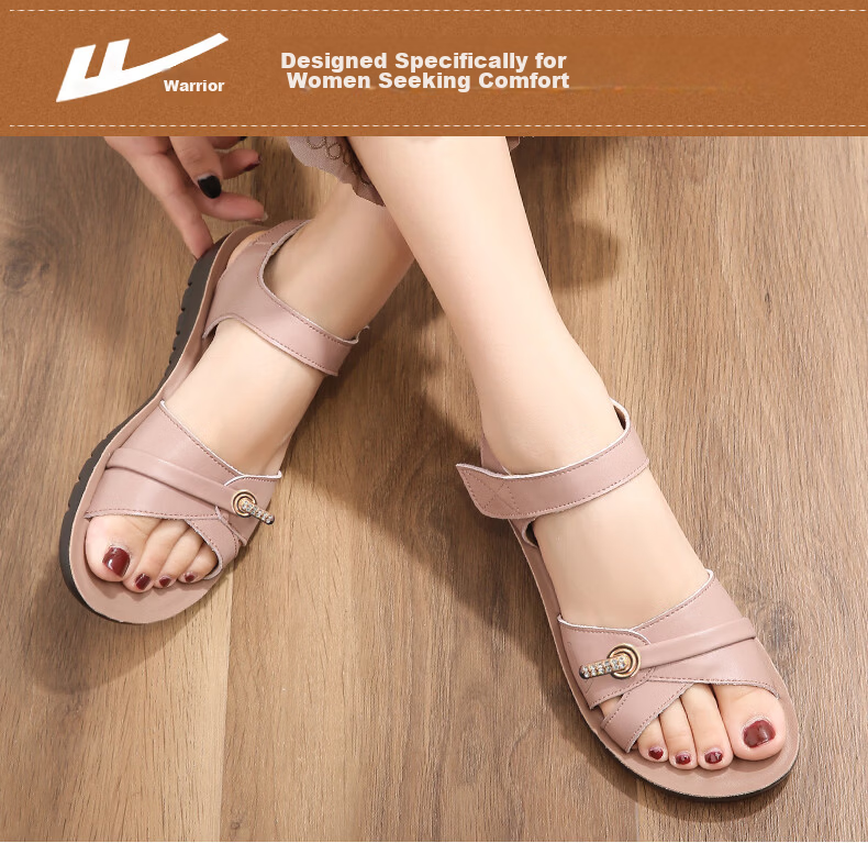 Warrior Mom Sandals Non-Slip Soft Sole 2026 New Summer Elderly Flat Middle-Aged Women Shoes 1151 Taro Color Size 37 2