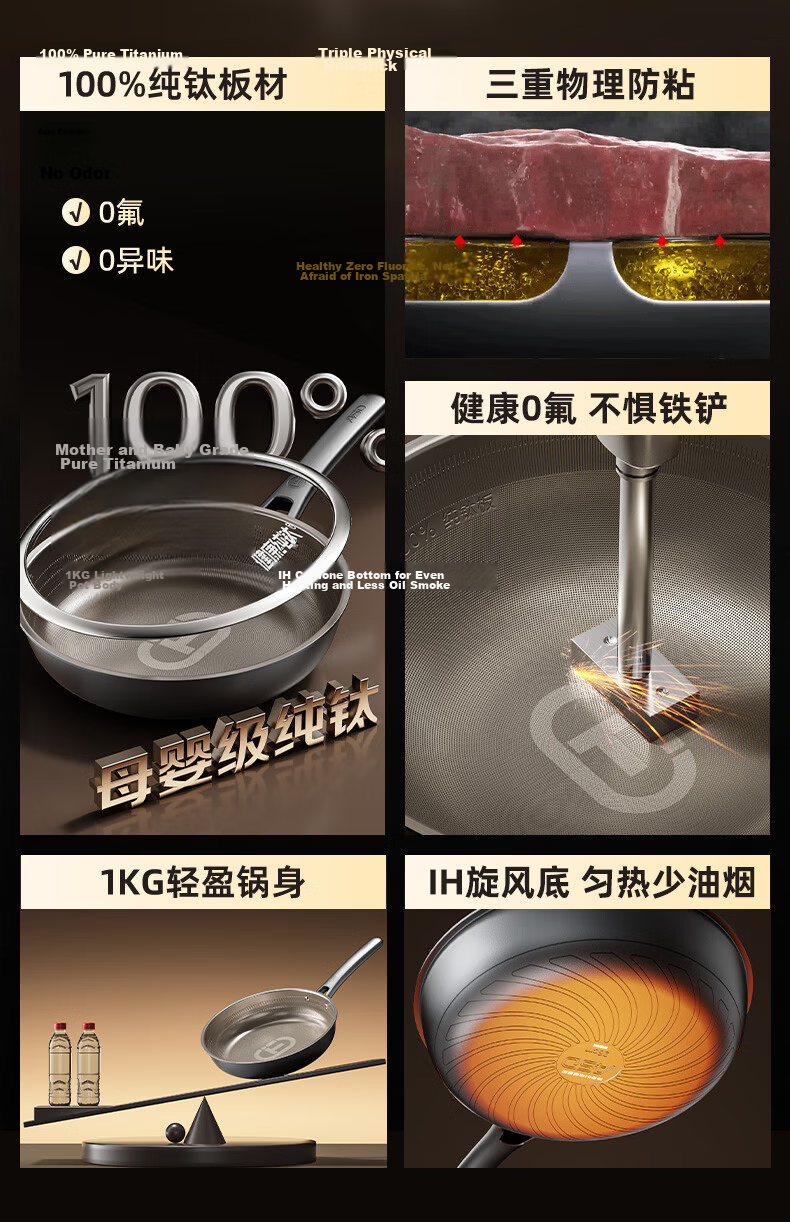 ASD Titanium Non-Stick Frying Pan Flat Bottom Egg Steak Cooking Pan Induction Gas Stove Compatible Z3 5