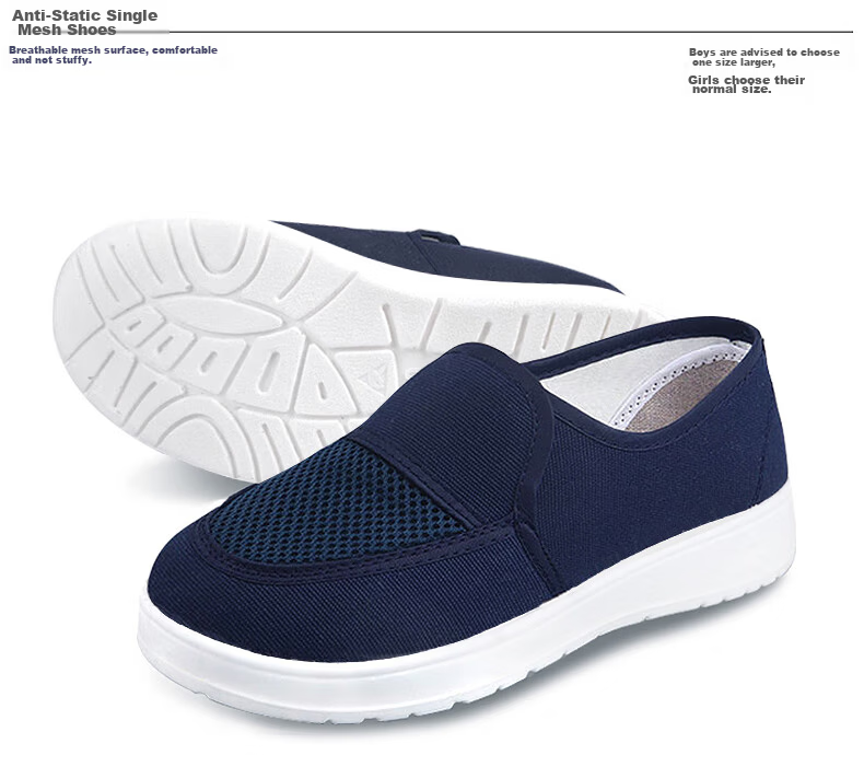 Mulang Anti-Static Dust-Free Four-Hole Shoes Thickened Soft Sole Dustproof Breathable Electronic Factory Workshop Protective Shoes Laboratory Unisex Work Shoes White PU Sole Four-Hole Shoes Size 46 20