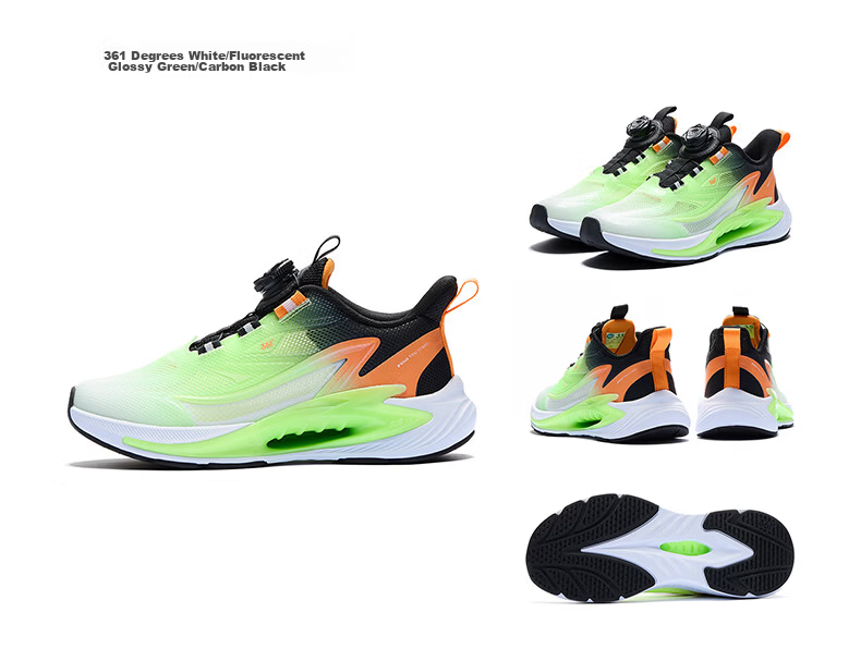 361° Wind Vent 7.0 Kids Running Shoes Spring 2026 Boys and Girls Lightweight Bounce Cushioning Professional Dial Sports Shoes Black Size 29 41