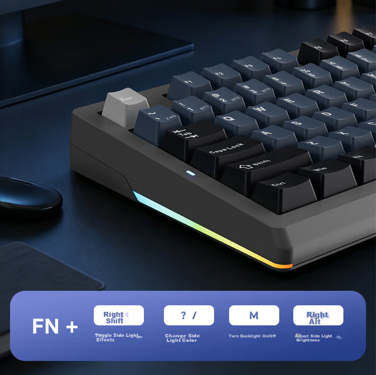JD Jingzao JZ870 Pro Black Rose Three-Mode Mechanical Keyboard Wireless Bluetooth Wired Gaming E-sports Office Keyboard Compatible with Apple Mac Desktop Laptop 17