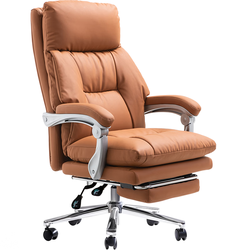 Guquan Ergonomic Office Chair, Genuine Leather Computer Chair with Reclining Function, Comfortable for Long Sitting, Executive Chair for Home Use, C570 Brown Leather