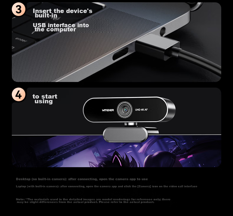 WITGOER [Over 300,000 Sold] 4K HD Webcam USB Wide-Angle Dual Microphones Auto Focus for Desktop And Laptop Computers Video Calls Meetings Exams Interviews Live Streaming 22