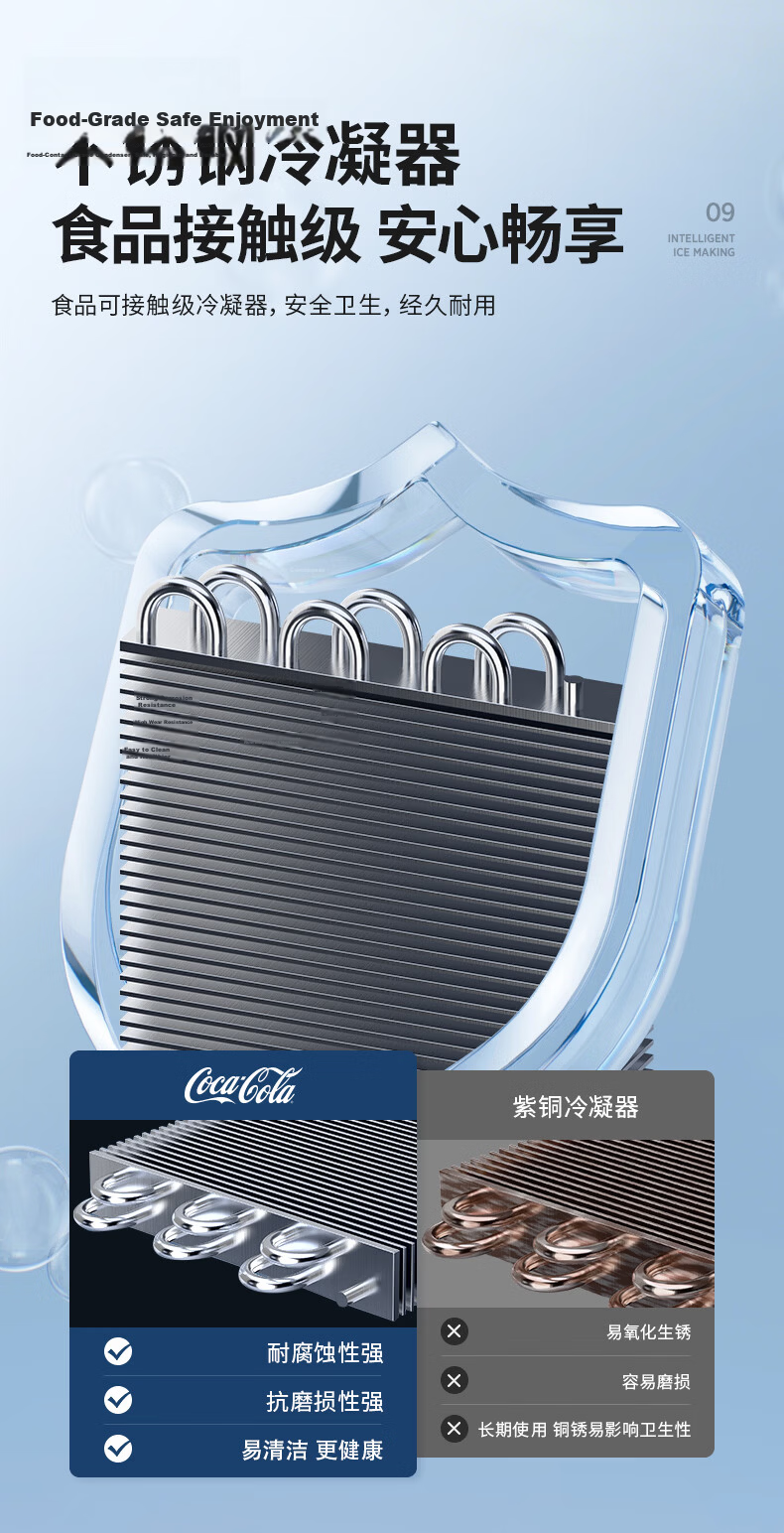 Coca-Cola Home Ice Maker Small 2026 New Upgrade Large Window Fully Automatic One-Key Cleaning Bullet Ice Dormitory Low Power Ice Machine 17