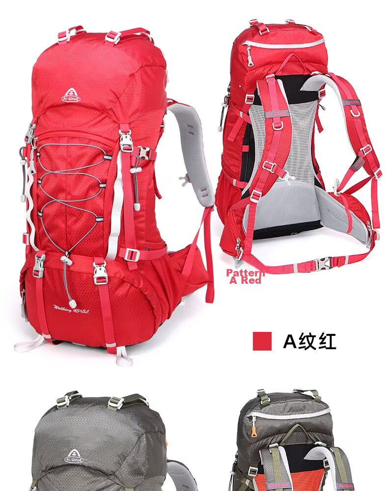 AiWang Women's Oxford Cloth Hiking Backpack Men's Outdoor Suspension Load Heavy Duty Large Capacity Travel 45+5L Yellow 20