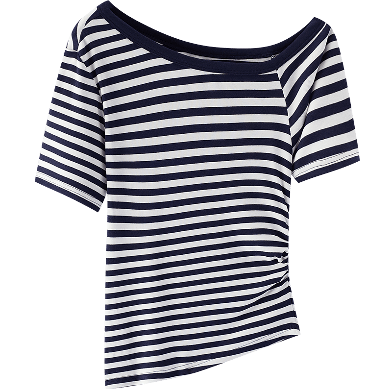 Semir Mall Same Style | Women's Summer Short Sleeve T-Shirt, Asymmetric Shoulder, Ruched Slim Fit, Sexy Slimming 2026 101326100017