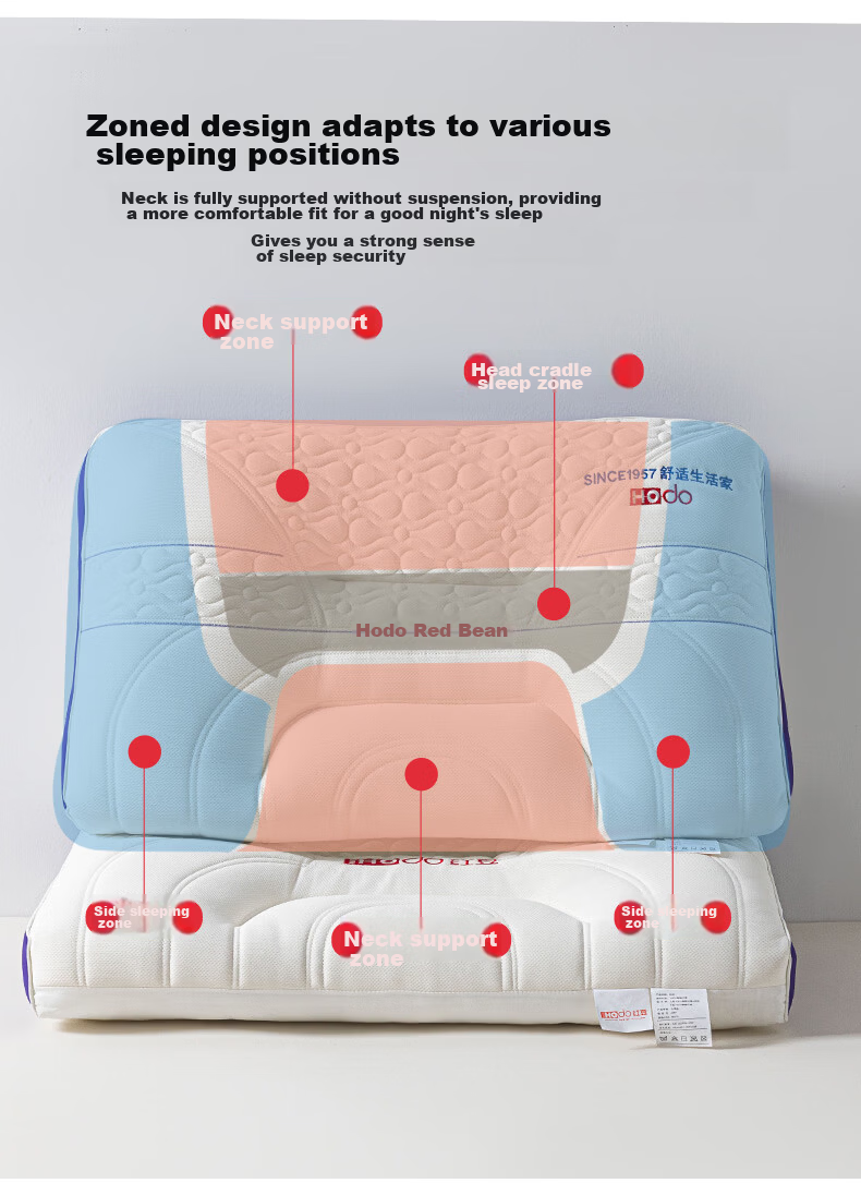 Hodo Embroidered Natural Latex Pillow Core Neck Support Pillow Adult Pair Cervical Pillow Core 48*74cm 4