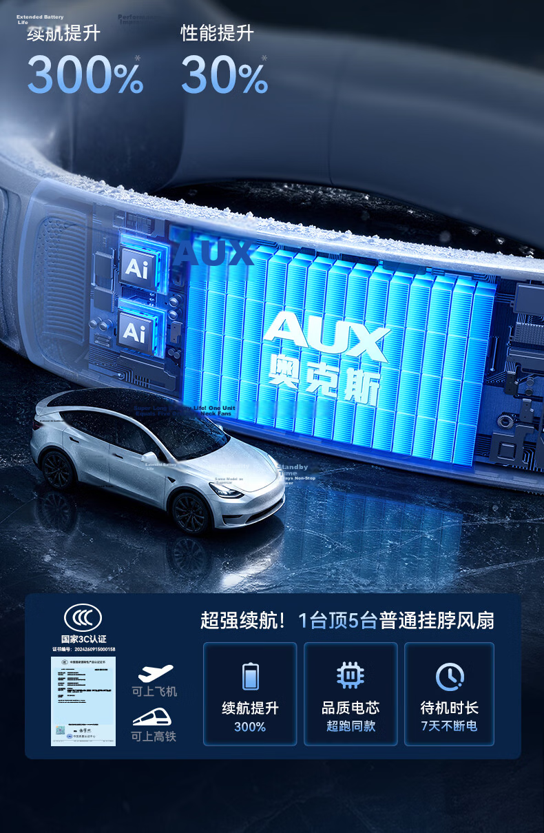 AUX [2026 New Model | Superconducting Cooling] Neck-hanging Fan Air Conditioner Cooling Fan Semiconductor Long Battery Life Small Portable Silent Outdoor Gadget 14