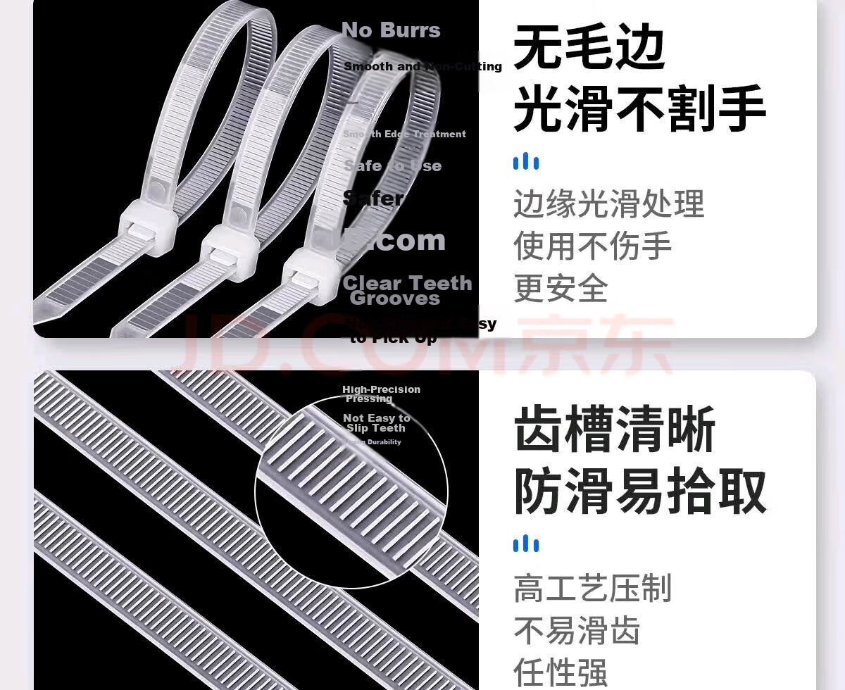 Tianyi Self-Locking Nylon Cable Ties Wire Organizer for PC Assembly Gardening Cable Management White 3.6x200mm 100pcs 10