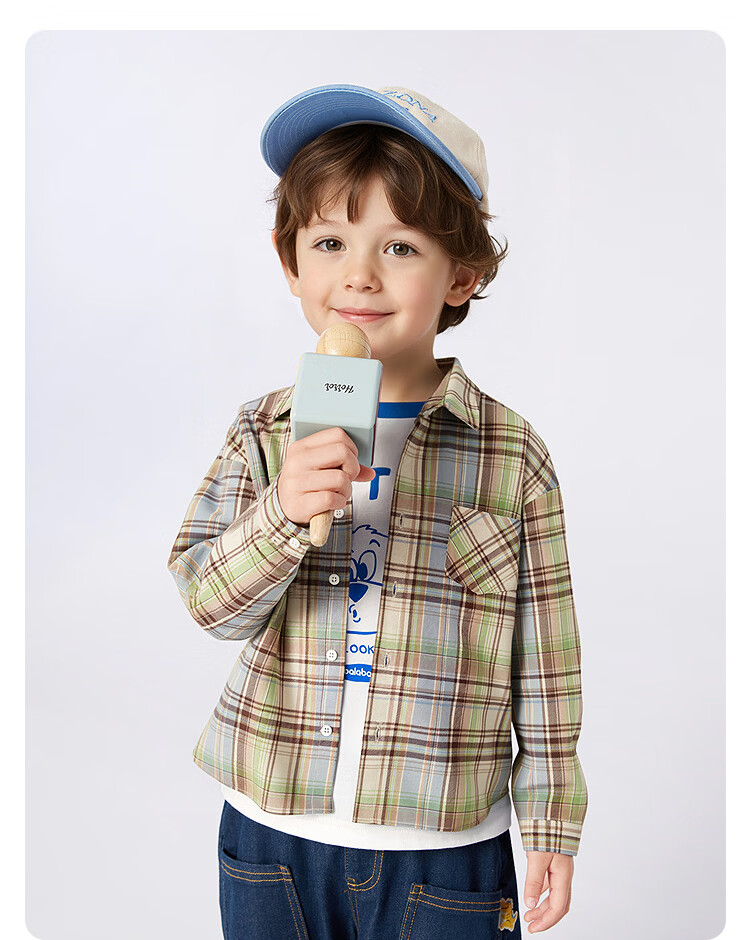 Balabala Kids Long Sleeve Shirt Baby Clothes Boys Girls 2026 New Spring Plaid Shirt Jacket 25