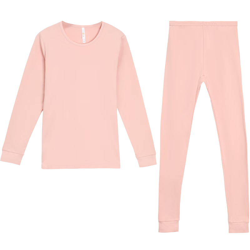 Hodo Women's Pure Cotton Antibacterial Thermal Underwear Set, All-Cotton Tight-Fitting Siro-Spun Base Layer Underwear, Orange Pink
