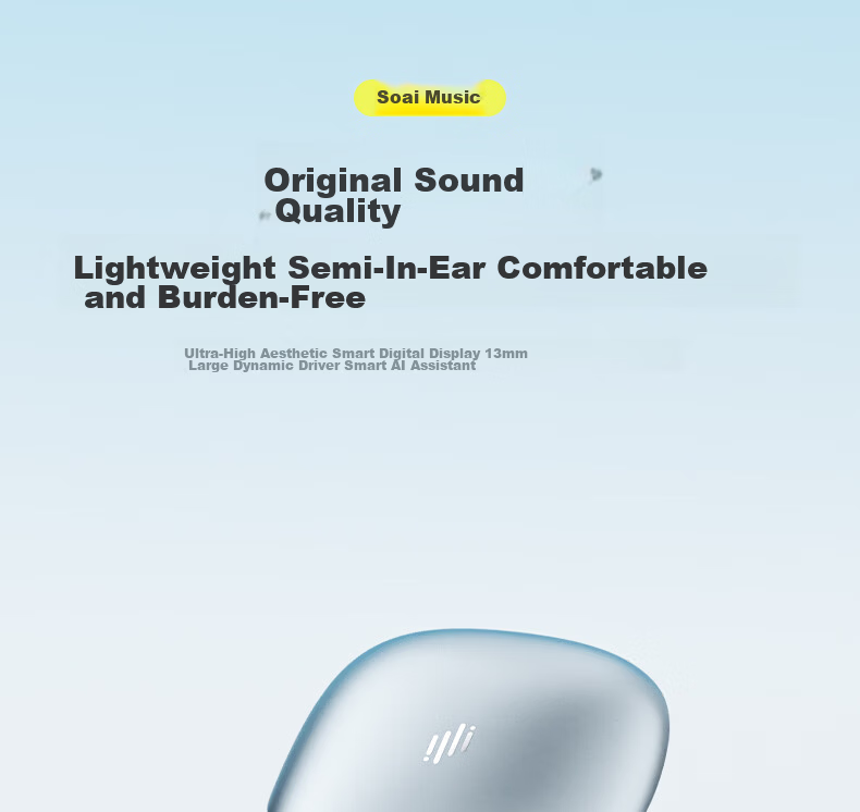 Soaiy MT5 Semi In-Ear True Wireless Bluetooth Earphones 2026 New Model Premium Sound Quality Long Battery Life AI Translation Noise-Cancelling Call Compatible with Apple Huawei Xiaomi Birthday Gift Si 1