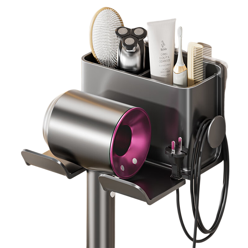 Baizi Hair Dryer Holder, No Drilling Required, Wall-Mounted Hair Dryer Stand, Hair Dryer Plug Hook