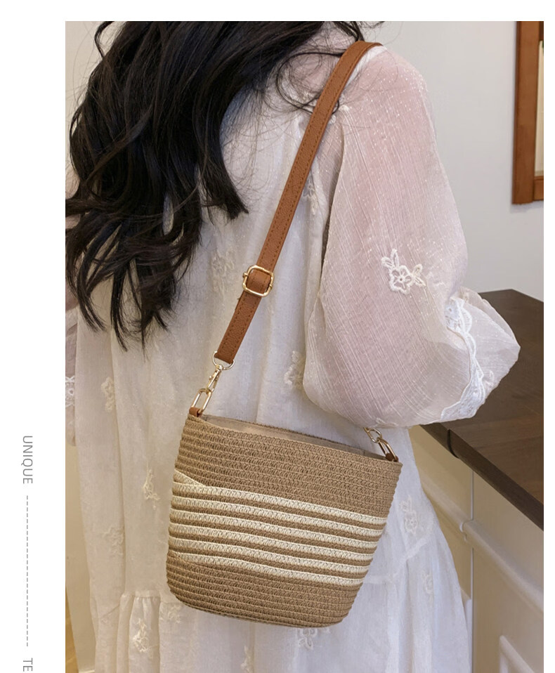 Love Sea Woven Crossbody Bag for Women Straw Bucket Beach Bag Birthday Gift for Girlfriend Wife Premium Feel 12